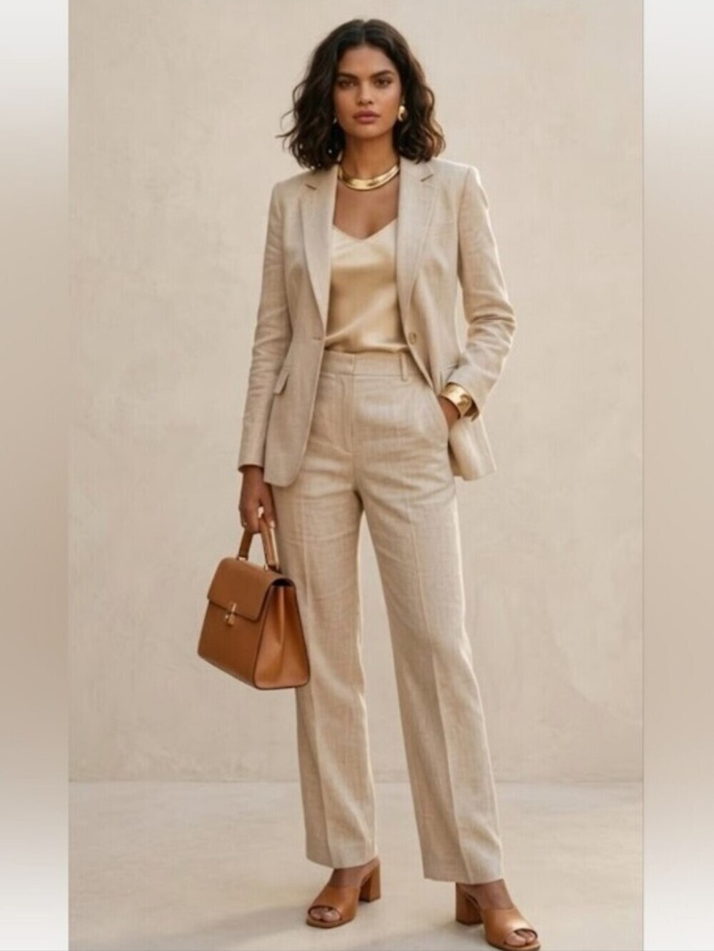 Liz Claiborne Women's Size Small Petite Beige Button Front Cotton Blazer - Picture 10 of 10